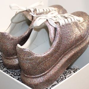 Alexander McQueen Men's Metallic Glitter Oversized Sneakers (Mens 10.5)
